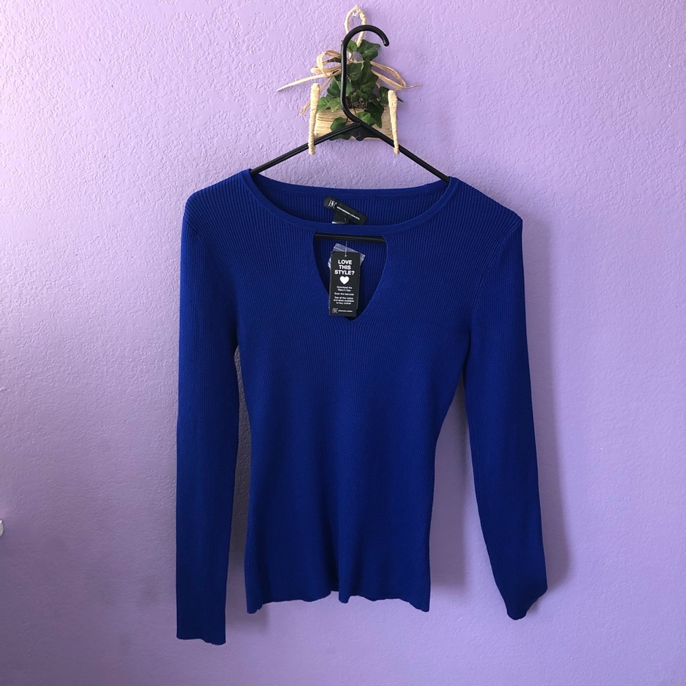 INC Goddess Blue cutout chest sweater - M